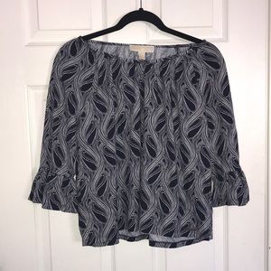 MICHAEL Michael Kors Blue and White Patterned Top